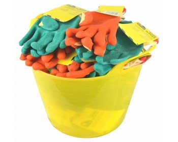 Bucket of Extra Large, Assorted Colour Latex Coated Work Gloves